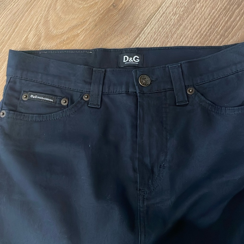 D & G Dolce and Gabbana Vintage black denim pencil skirt with back slit